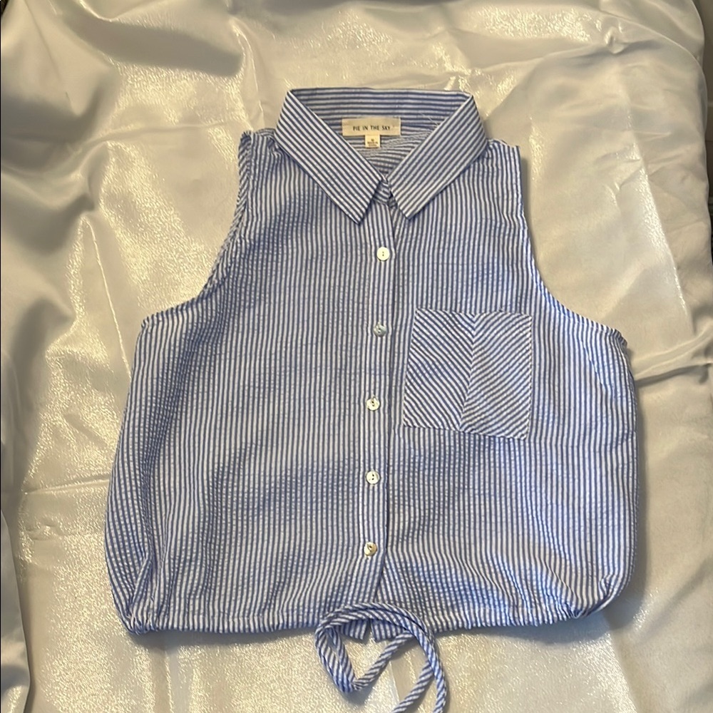 Source Unknown Blue and White Striped Blouse